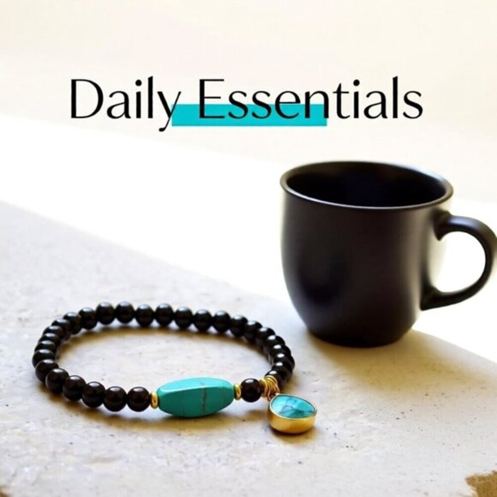 Playful, Snazzy & Hip! Western Wear Beaded Stretch Bracelet ~ Black & Turquoise